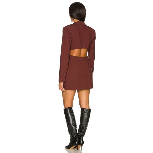 NBD Sibil Chocolate Brown Blazer Twist Cut-Out Dress NWT Size US XS - Picture 4 of 8